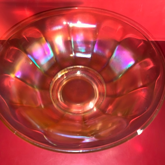Beautiful Orange Iridescent Panel Carnival Bowl - Picture 3 of 5